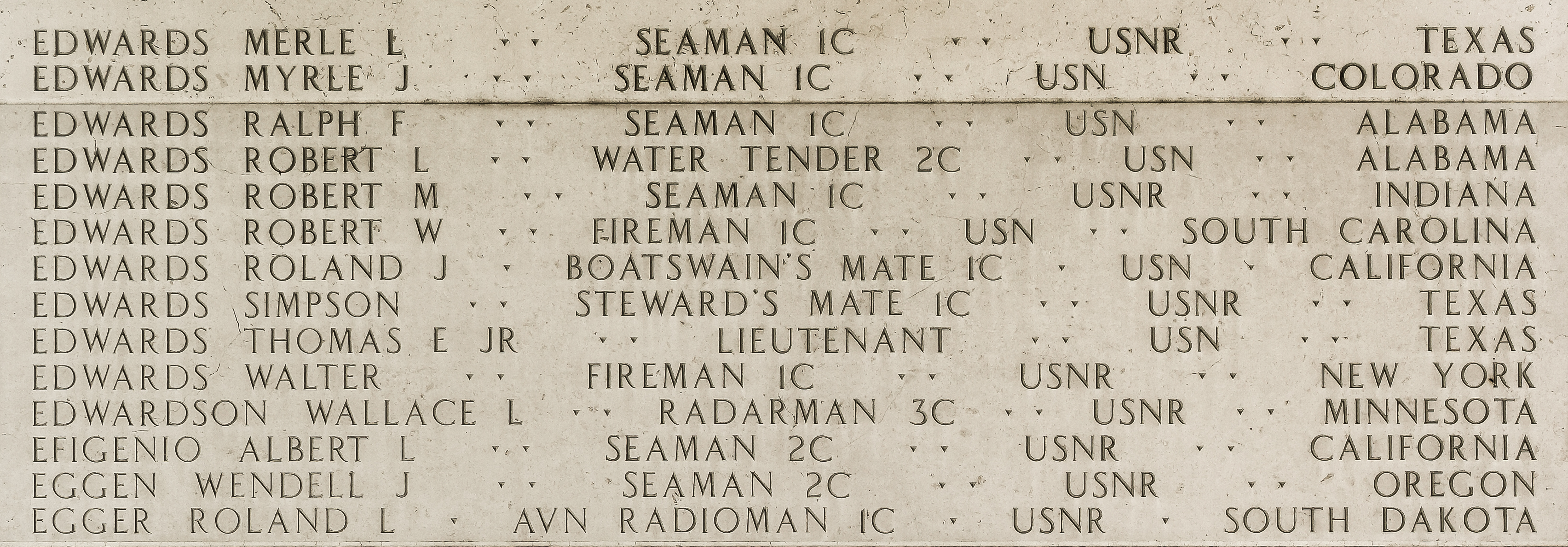 Robert W. Edwards, Fireman First Class